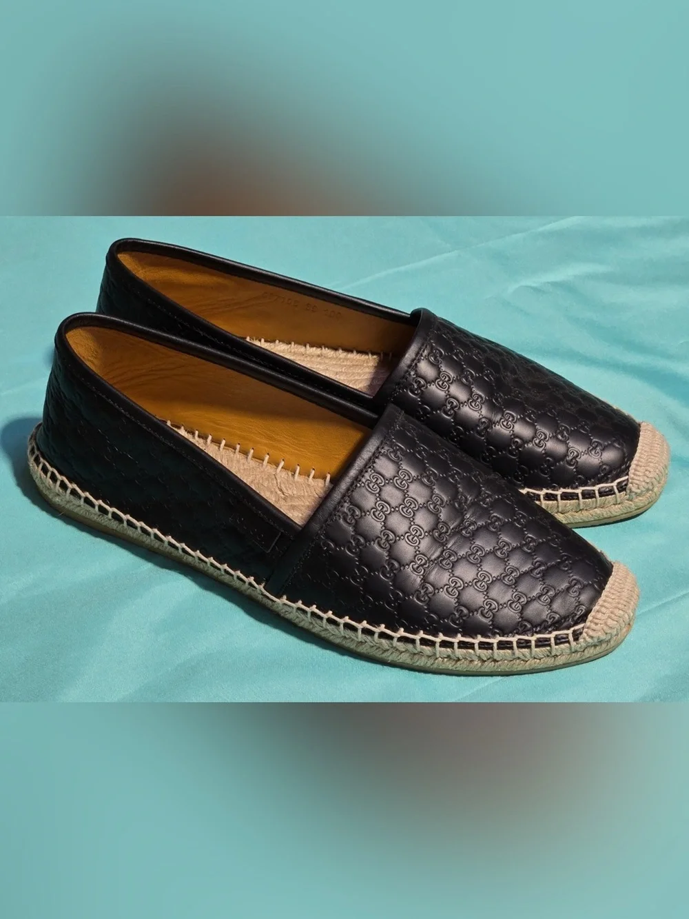 Gucci Microguccissima Leather Espadriles Black Size 9